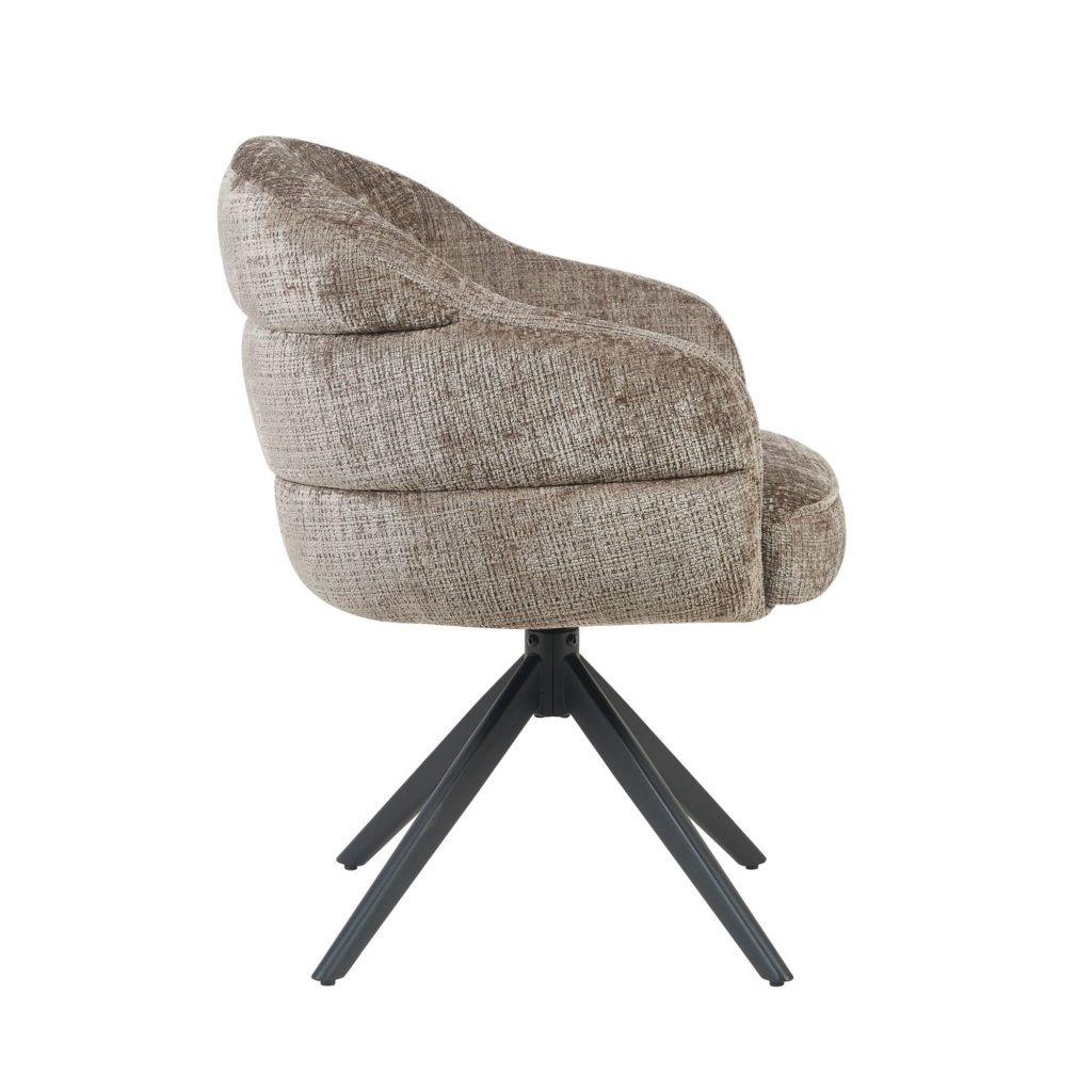 Eetkamerstoel Bella | Klei | Zwarte poot | Met armleuning - Afbeelding 5