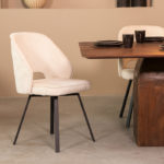 LABEL51 Eetkamerstoel Lewis - Creme - Elegance - Zwart Metalen Frame