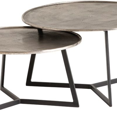 Interlagos salontafel set van 2, Raw nickel black patina