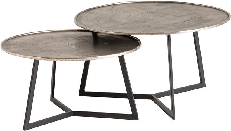 Interlagos salontafel set van 2, Raw nickel black patina