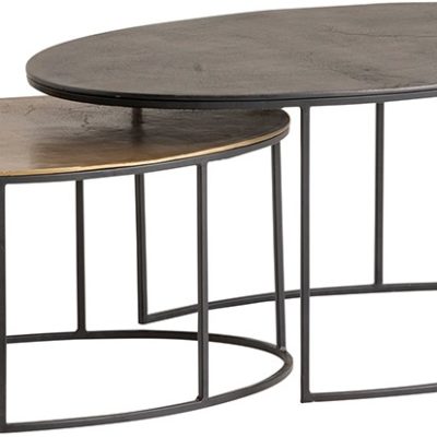 Monza salontafel set van 2, Blackish bronze and Brass antique