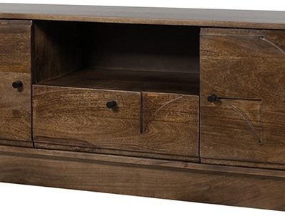 TV dressoir 150 met 2 deuren, 1 lade en 1 open vak, Dark Walnut