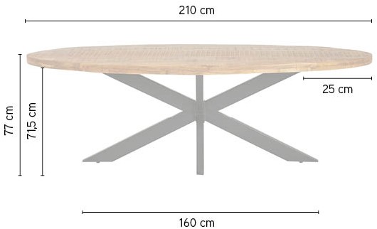 Eetkamertafel ovaal 210 - Afbeelding 3
