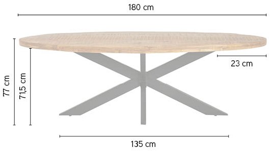 Eetkamertafel ovaal 180 - Afbeelding 3