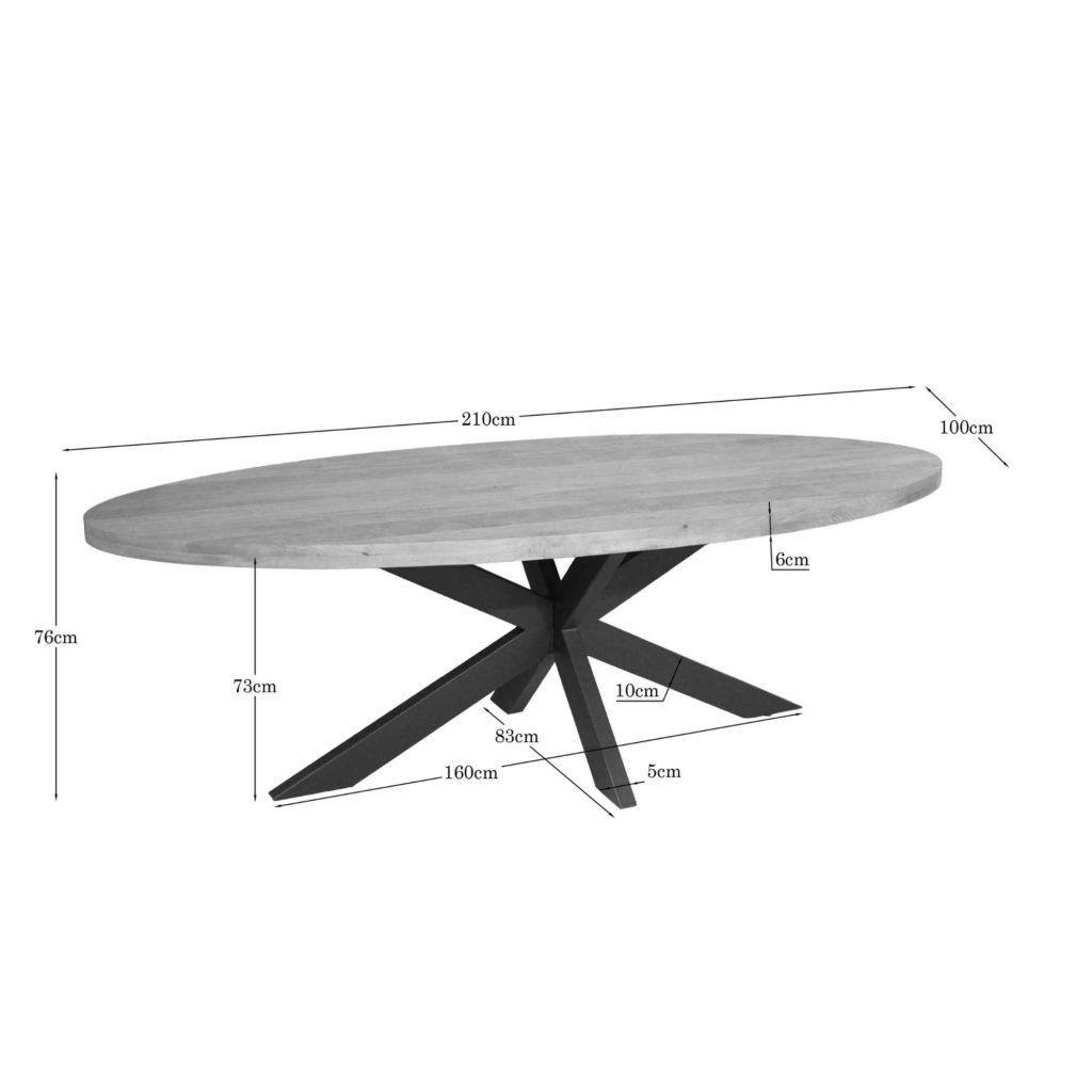 Eettafel Dakota | 210 cm | Ovaal - Afbeelding 4