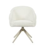Eetkamerstoel Bella | Gebroken wit | Poot zandkleurig | Met armleuning