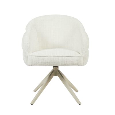 Eetkamerstoel Bella | Gebroken wit | Poot zandkleurig | Met armleuning