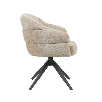 Eetkamerstoel Bella | Beige | Zwarte poot | Met armleuning