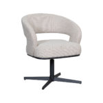 LABEL51 Eetkamerstoel Monaco - Naturel - Royal Boucle - Zwart Metalen Frame