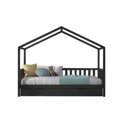 Antraciet DALLAS bed (90x200) en bijhorend rolbed.