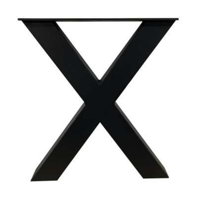 Stalen X-bankpoten 38 x 6 cm, hoogte 43 cm, zwart (6 x 6 cm) - 2 stuks