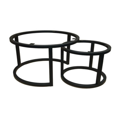 Zwart rond salonset Ø 70 cm, hoogte 37 cm en Ø 80 cm, hoogte 47 cm