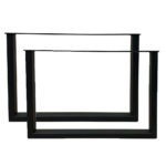 Set stalen U-bank-/meubelpoten 54 x 6 cm, hoogte 37,5 cm, zwart (5 x 2,5 cm) - 2 stuks