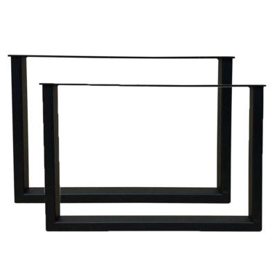 Set stalen U-bank-/meubelpoten 54 x 6 cm, hoogte 37,5 cm, zwart (5 x 2,5 cm) - 2 stuks