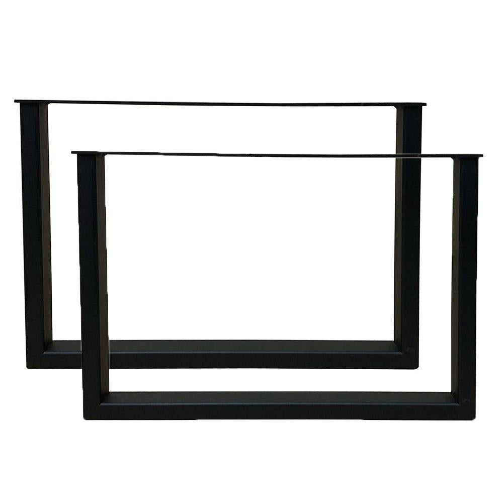 Set stalen U-bank-/meubelpoten 54 x 6 cm, hoogte 37,5 cm, zwart (5 x 2,5 cm) - 2 stuks