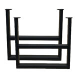 Set stalen tv-meubelpoten 54 x 6 cm, hoogte 37,5 cm, zwart (5 x 2,5 cm) - 2 stuks