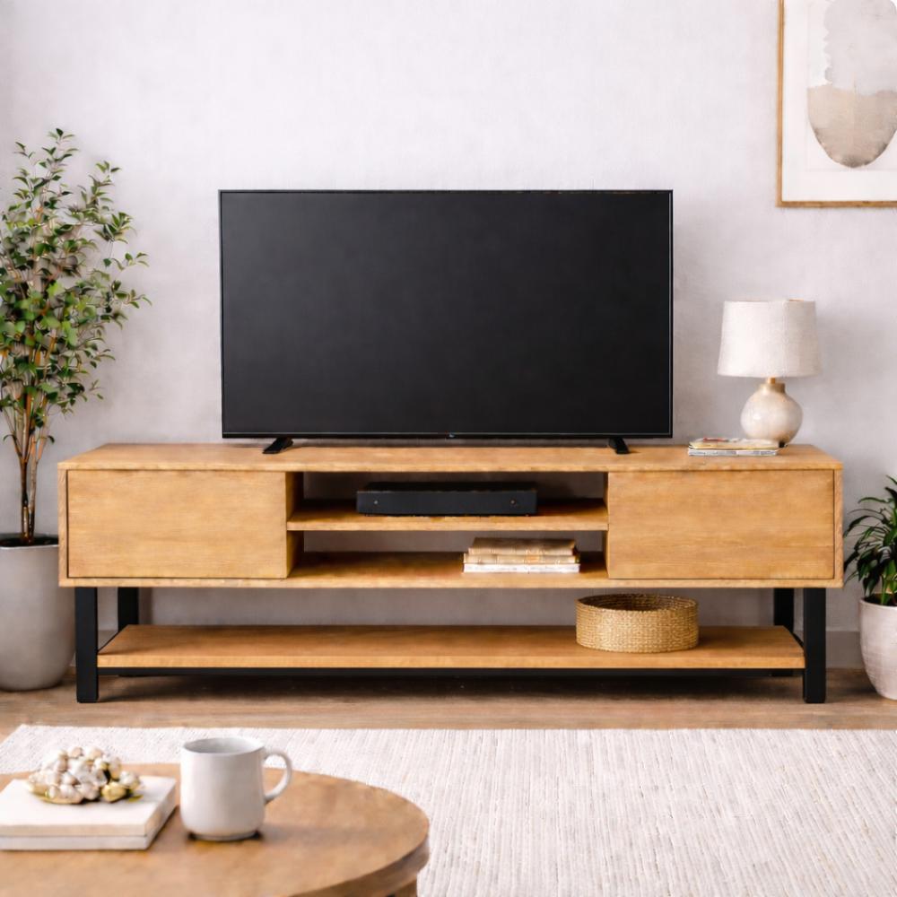 Set stalen tv-meubelpoten 54 x 6 cm, hoogte 37,5 cm, zwart (5 x 2,5 cm) - 2 stuks - Afbeelding 4