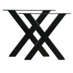 Set stalen X-bankpoten / meubelpoten 54 x 6 cm, hoogte 37,5 cm, zwart (5 x 5 cm) - 2 stuks