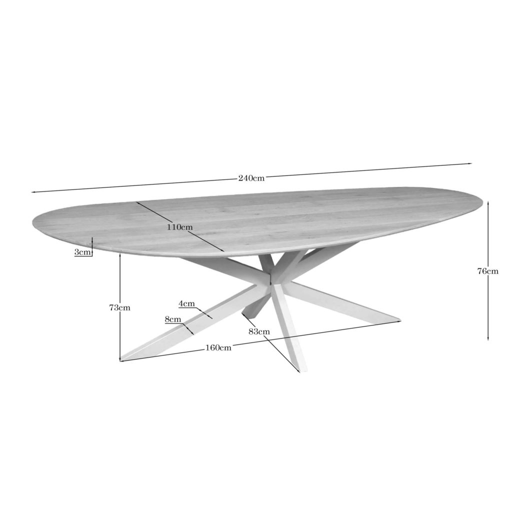 Eiken eettafel Cloud | 240 cm | Naturel | Poot Zand - Afbeelding 4