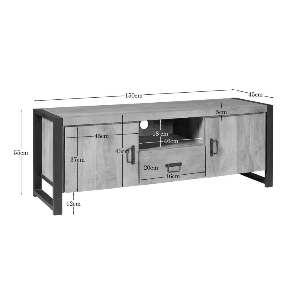 Tv-meubel Britt | 150 cm | met deuren en lade - Afbeelding 5