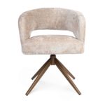 Eetkamerstoel Demi | Beige | Bronzen poot | Met armleuning