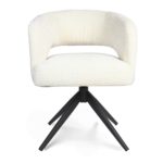 Eetkamerstoel Demi | Gebroken wit | Zwarte poot | Met armleuning
