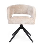 Eetkamerstoel Demi | Beige | Poot Zwart | Met armleuning