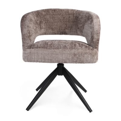 Eetkamerstoel Demi | Klei | Poot Zwart | Met armleuning