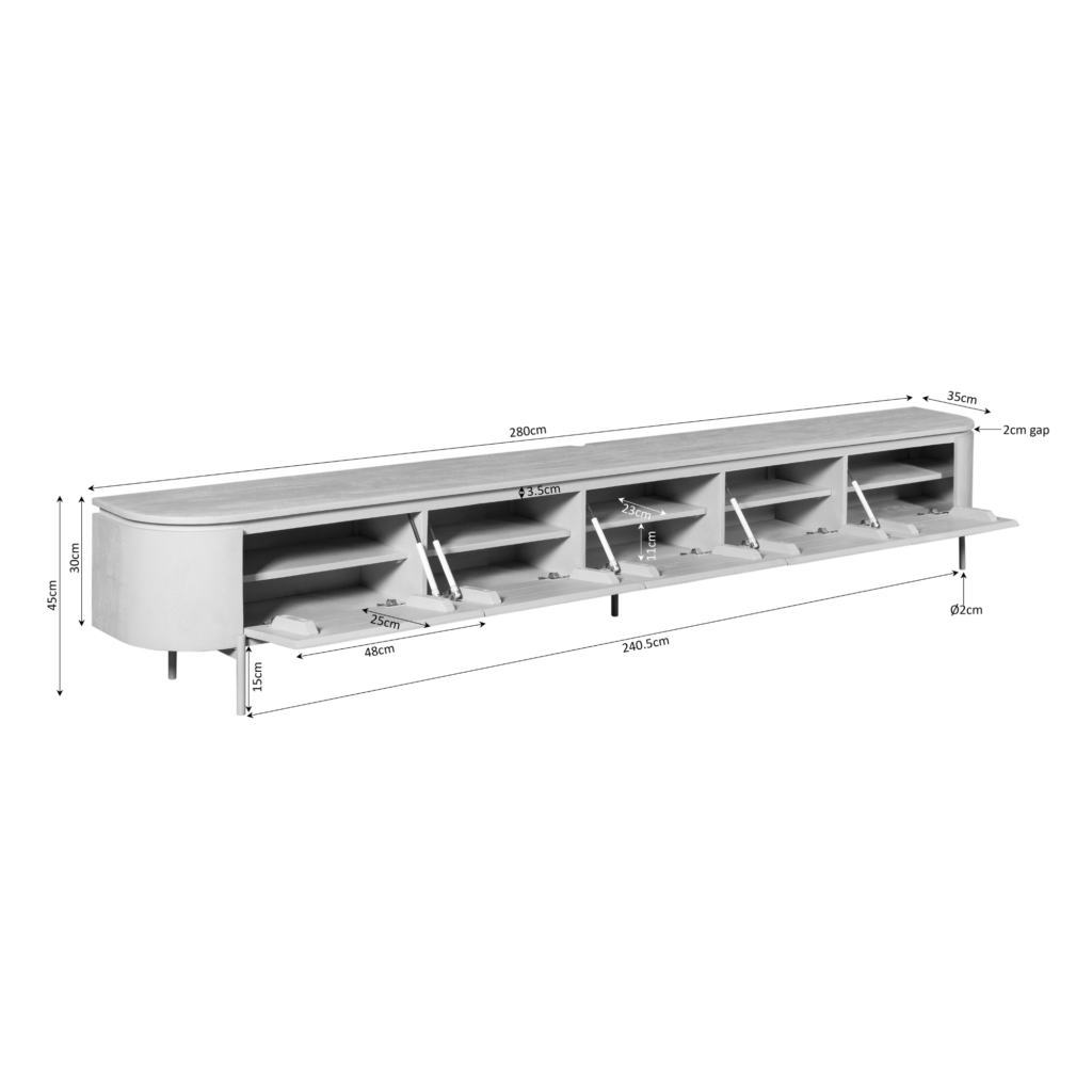 Tv-meubel Excellent Zand | 280 cm - Afbeelding 4