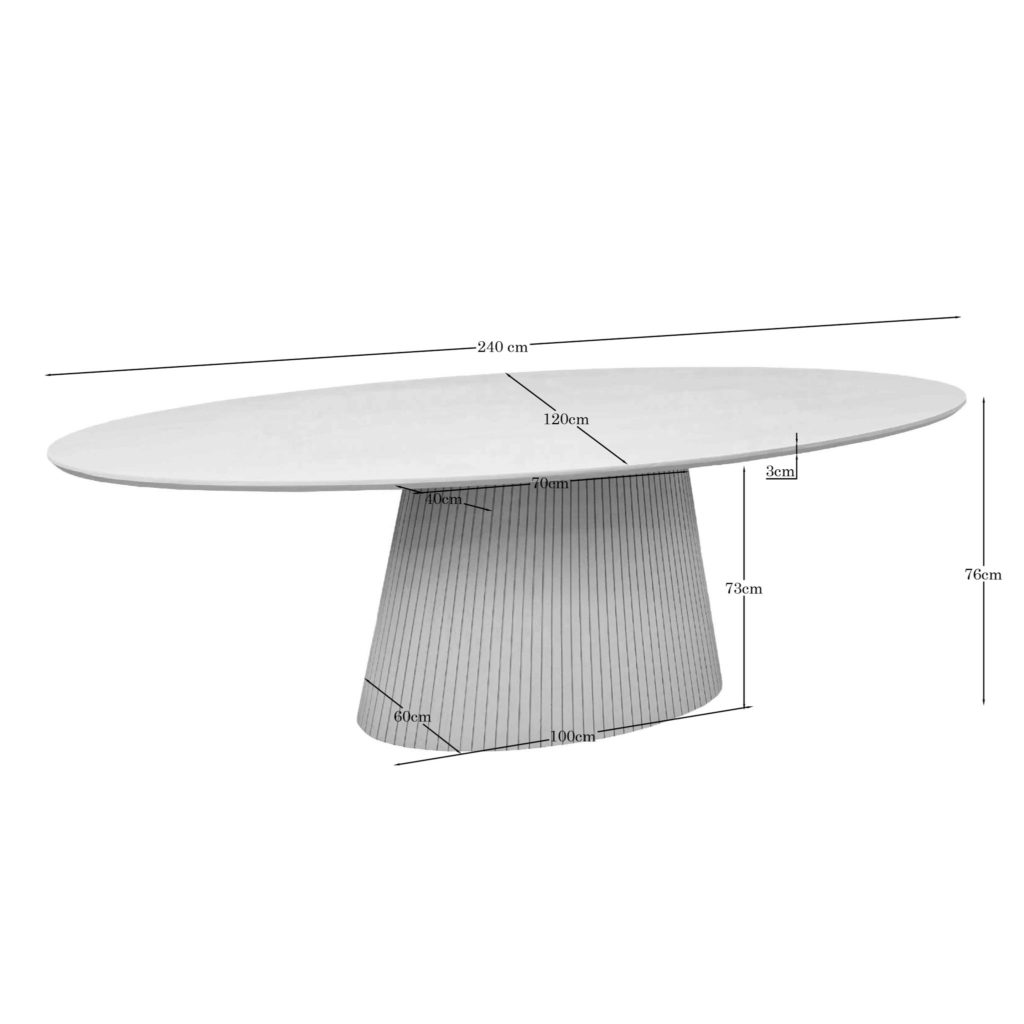 Ovale eettafel Solana Zand Mangohout 240 cm - Afbeelding 4