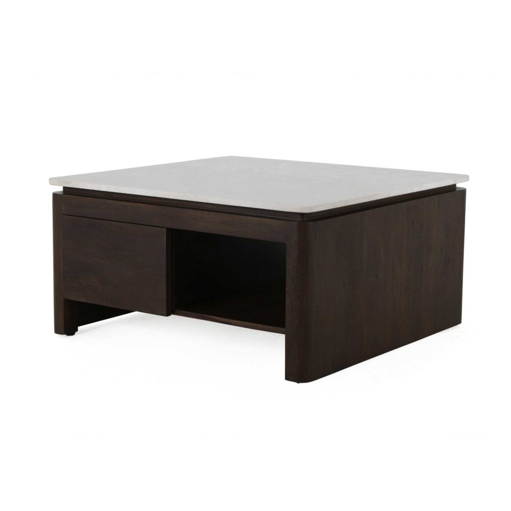 Vierkante salontafel Dallas bruin mangohout 80 cm - Afbeelding 10