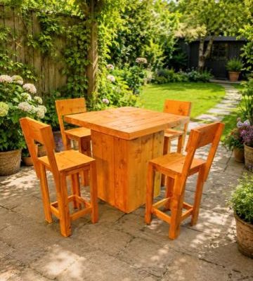 Bartafel Blok Douglas met 4 barstoelen
