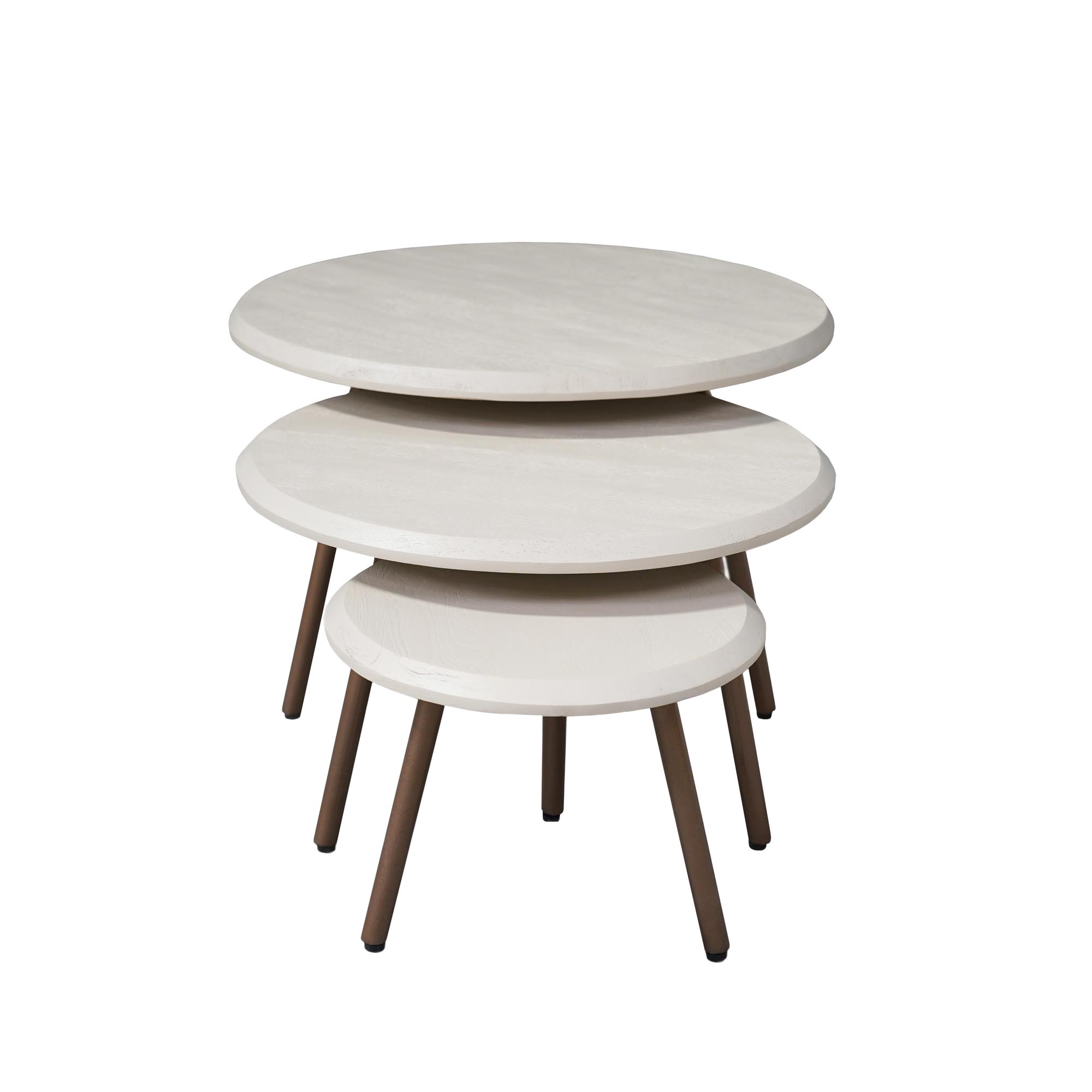 Stermeubilair Ronde salontafelset Ohio Zand Mangohout 70 cm
