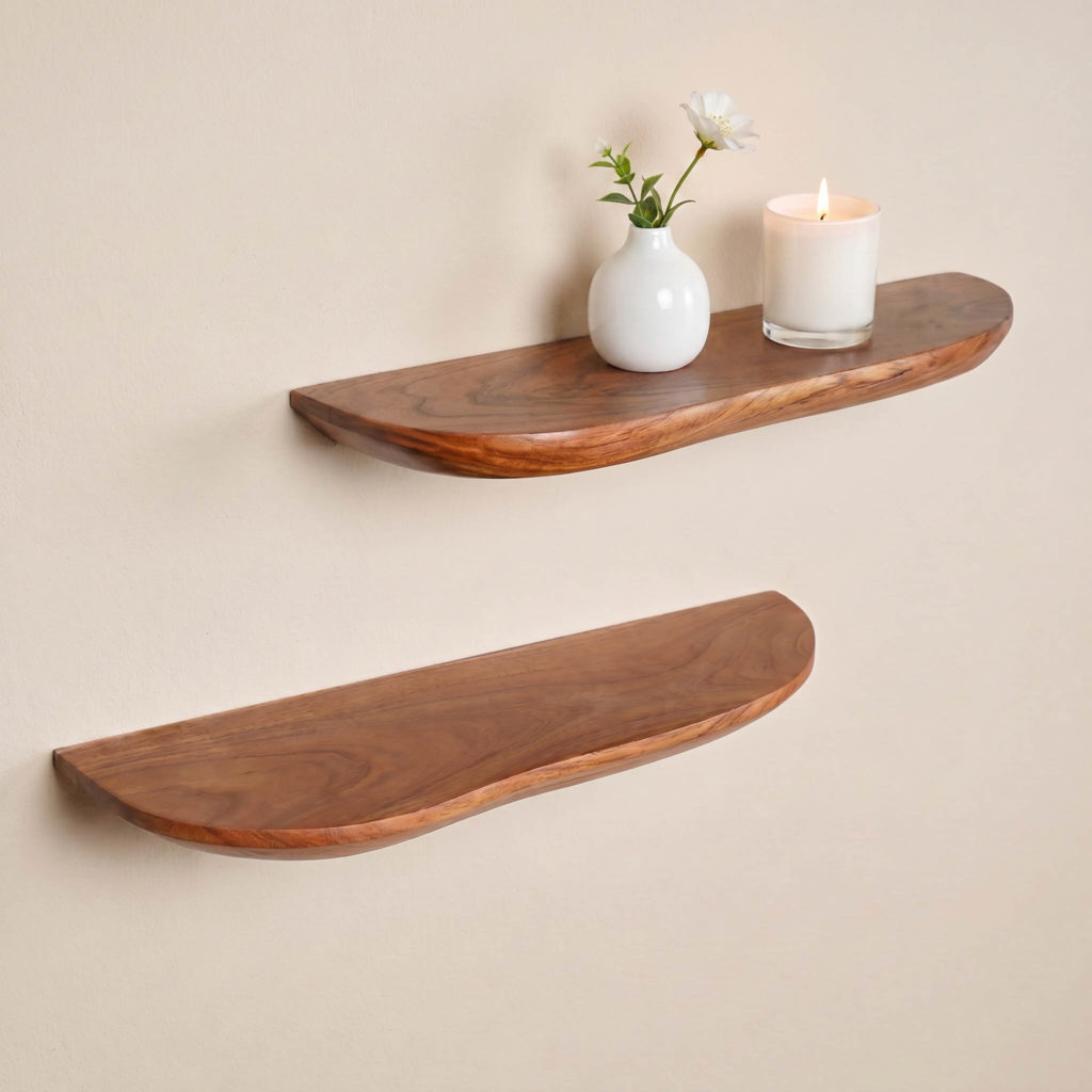 Wandplank met natuurlijke rand | 60 cm | Set van 2 - Afbeelding 3