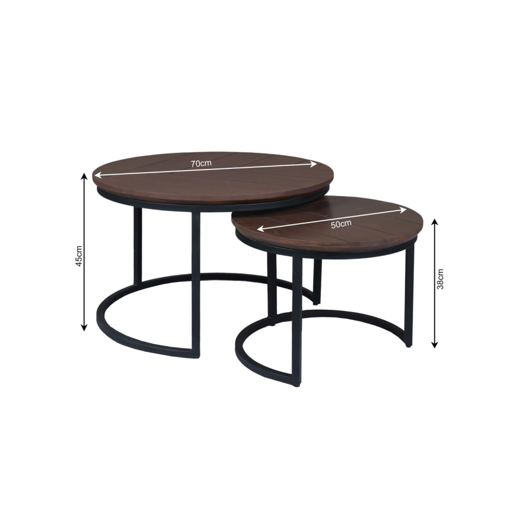 Salontafel Otik Walnut Oak | 70 cm | set van 2 - Afbeelding 4