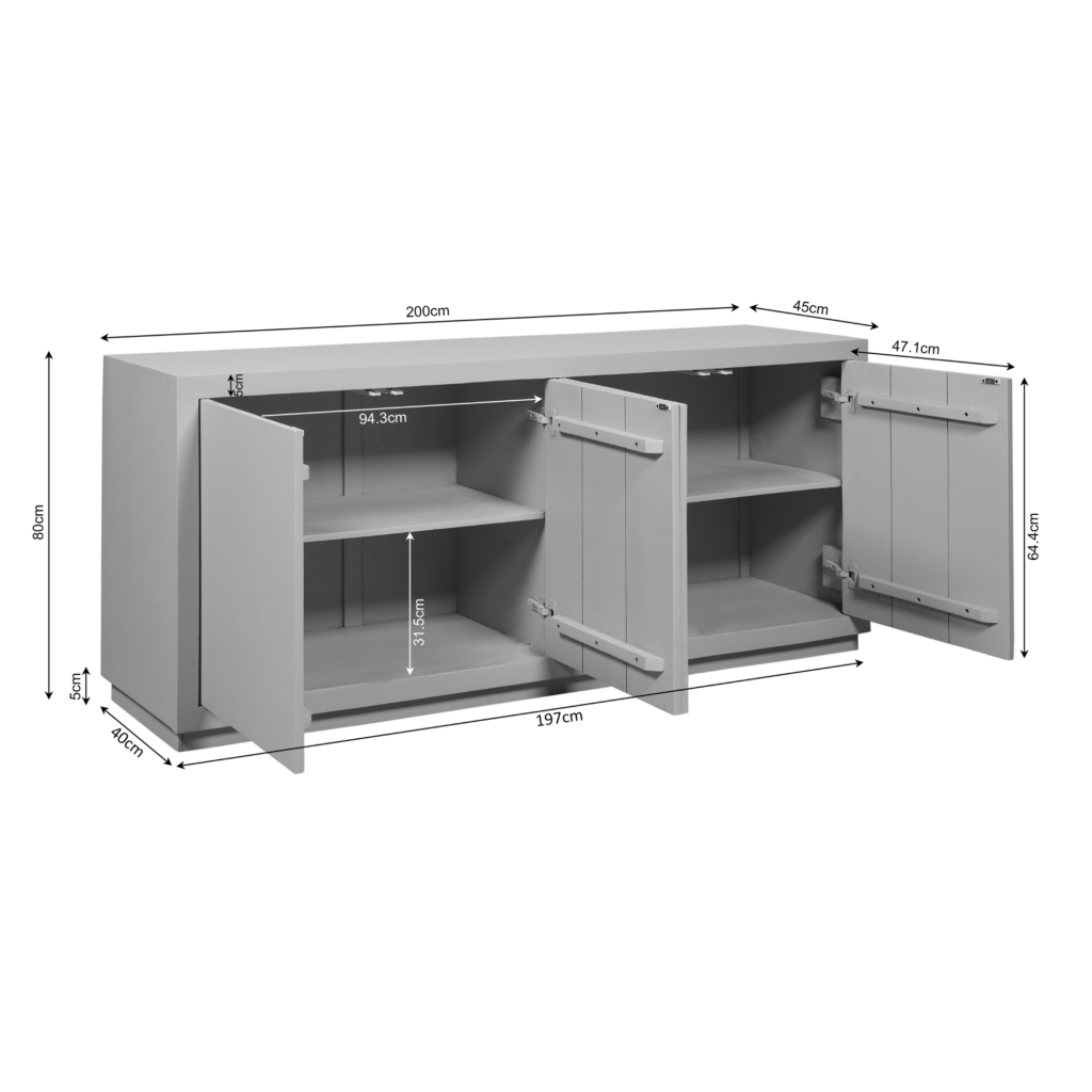 Dressoir Brussel Bruin | 200 cm - Afbeelding 5