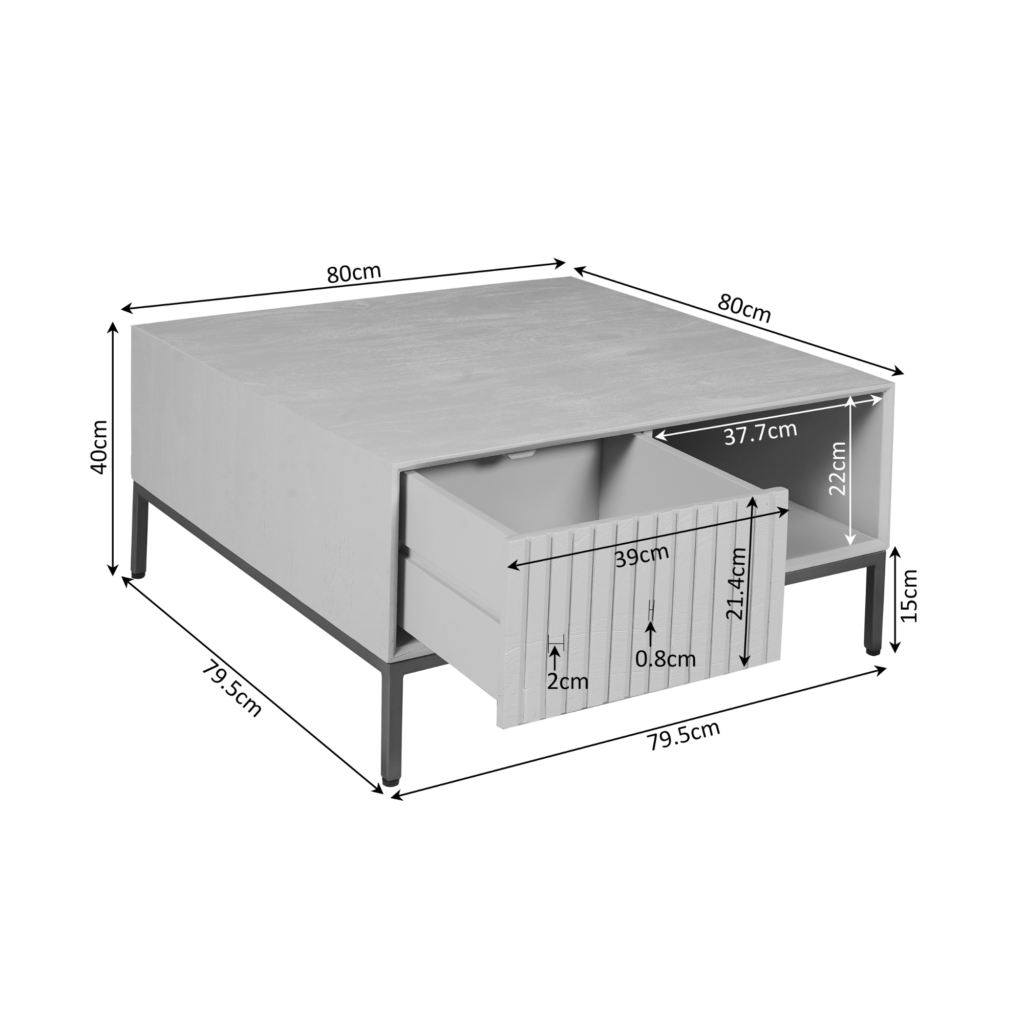 Salontafel Madison Bruin | 80 cm | Vierkant - Afbeelding 7