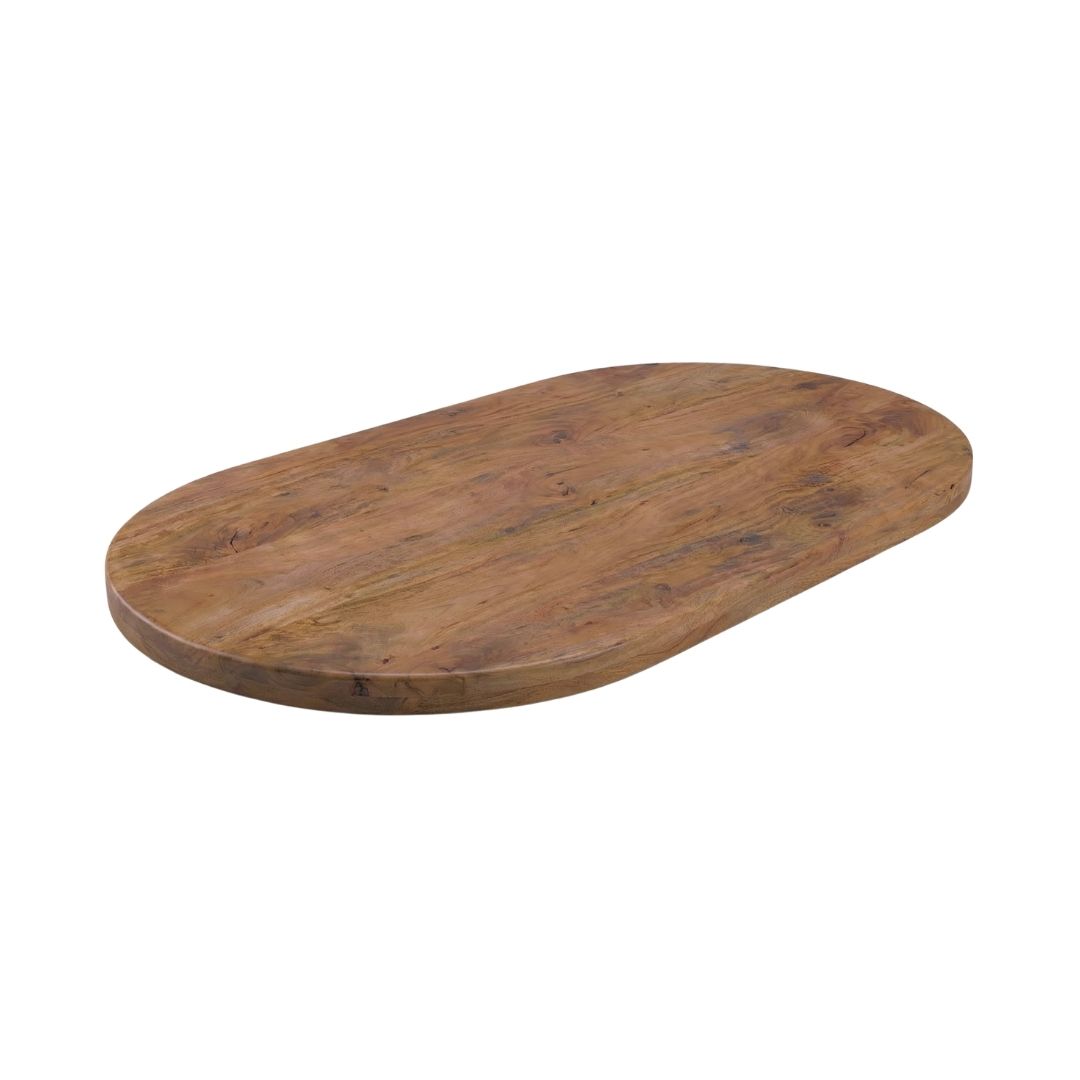 Het Steigerhouthuis LABEL51 Eetkamertafel Tafelblad Halve Cirkel - Nature Smooth - Mangohout - 180 cm - Halve Cirkel