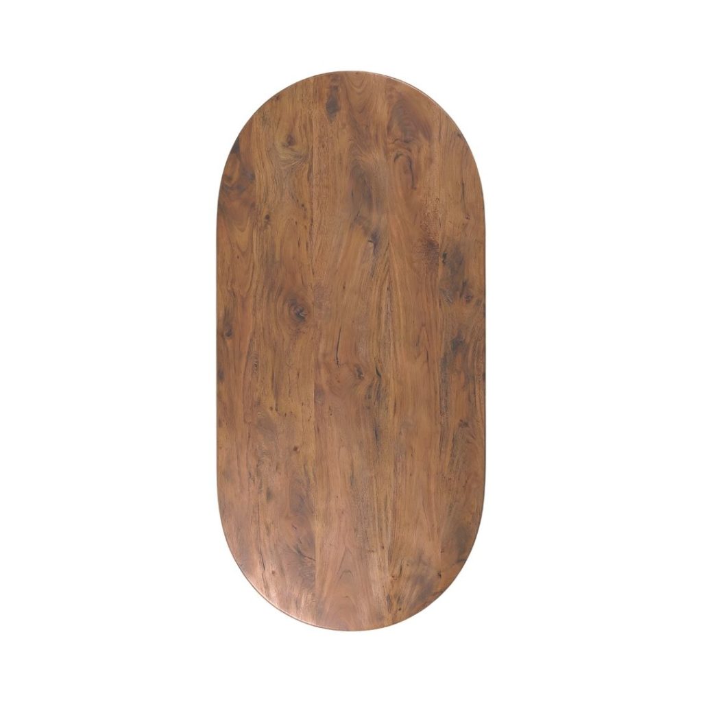 LABEL51 Eetkamertafel Tafelblad Halve Cirkel - Nature Smooth - Mangohout - 180 cm - Halve Cirkel - Afbeelding 2