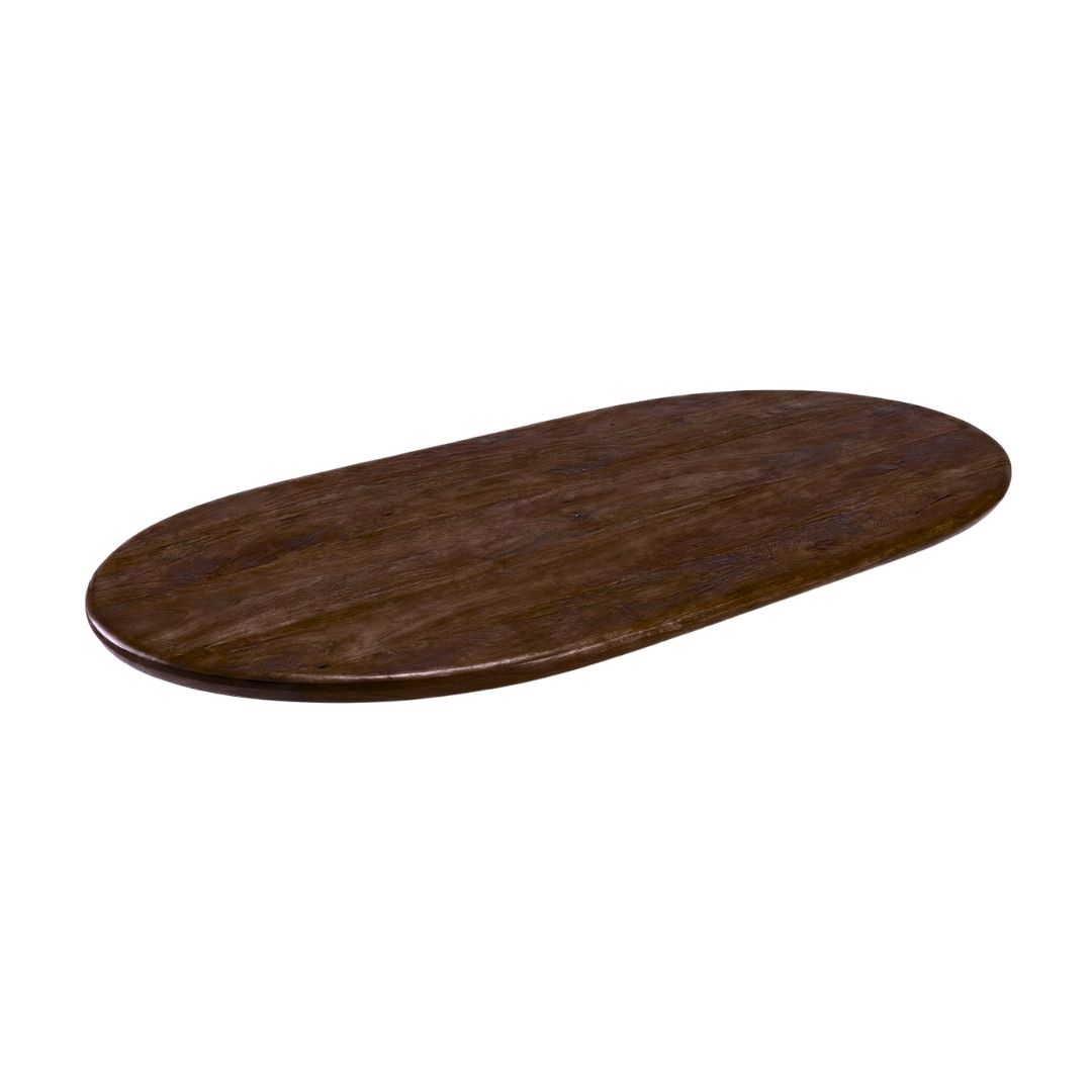 Het Steigerhouthuis LABEL51 Eetkamertafel Tafelblad Halve Cirkel - Espresso - Mangohout - 200 cm - Halve Cirkel