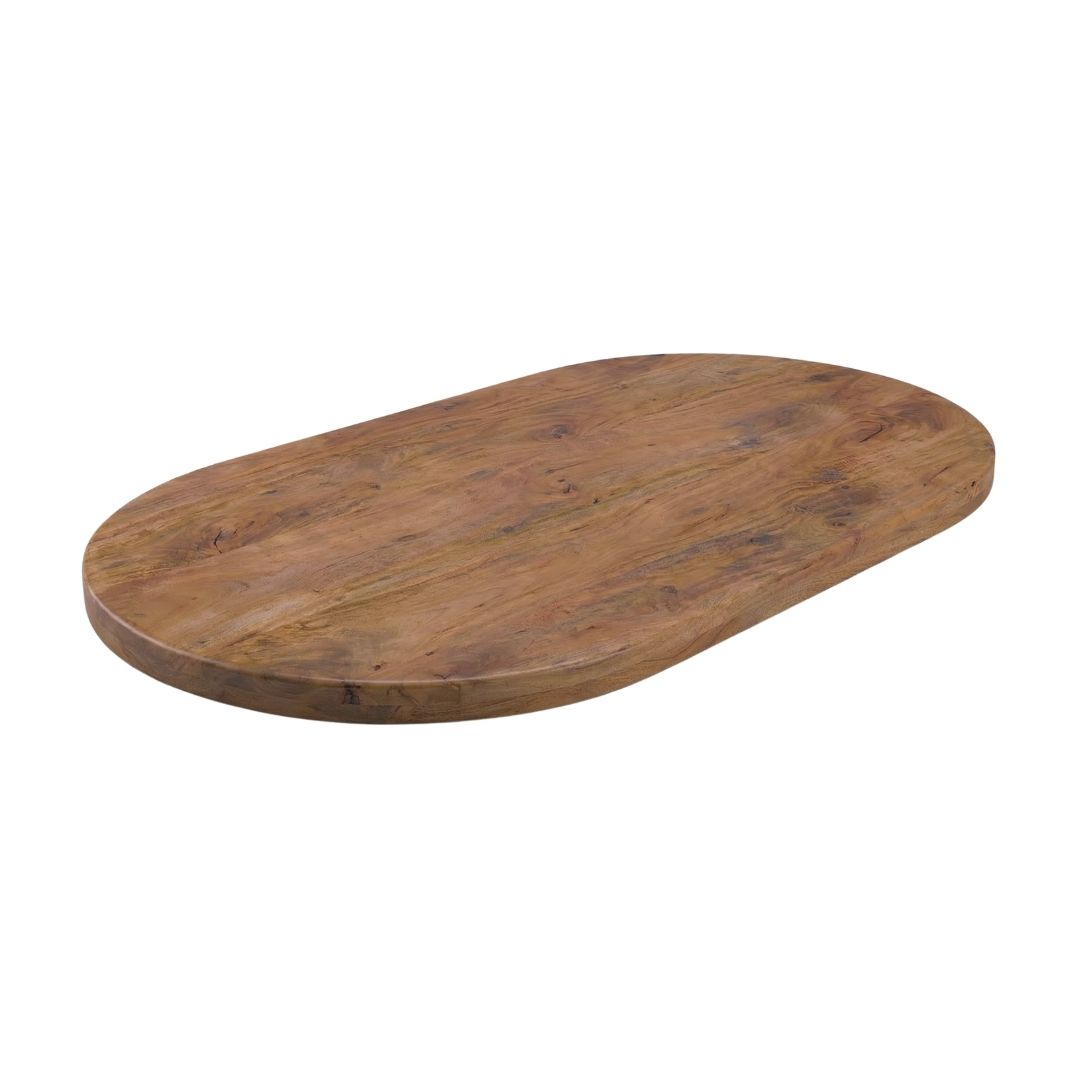 Het Steigerhouthuis LABEL51 Eetkamertafel Tafelblad Halve Cirkel - Nature Smooth - Mangohout - 200 cm - Halve Cirkel