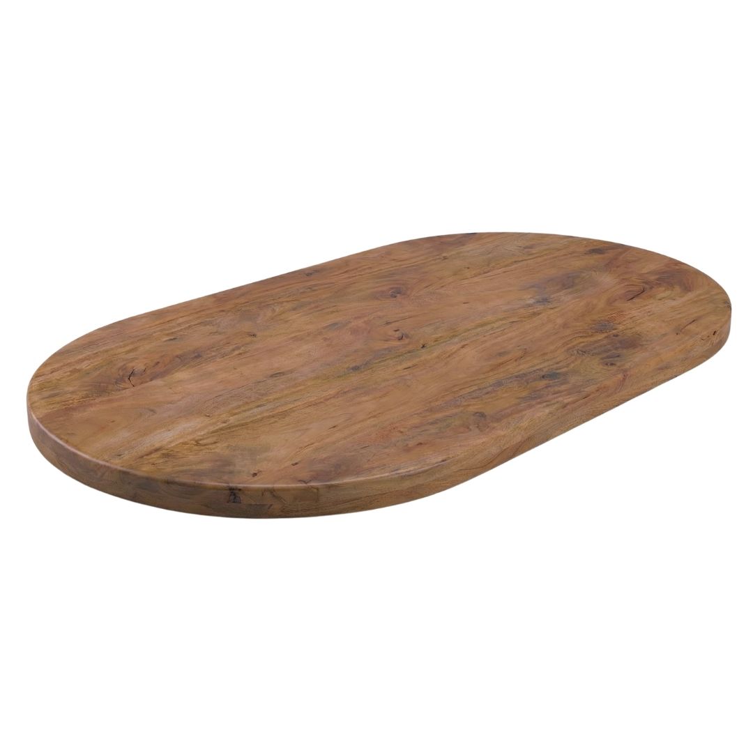 Het Steigerhouthuis LABEL51 Eetkamertafel Tafelblad Halve Cirkel - Nature Smooth - Mangohout - 240 cm - Halve Cirkel