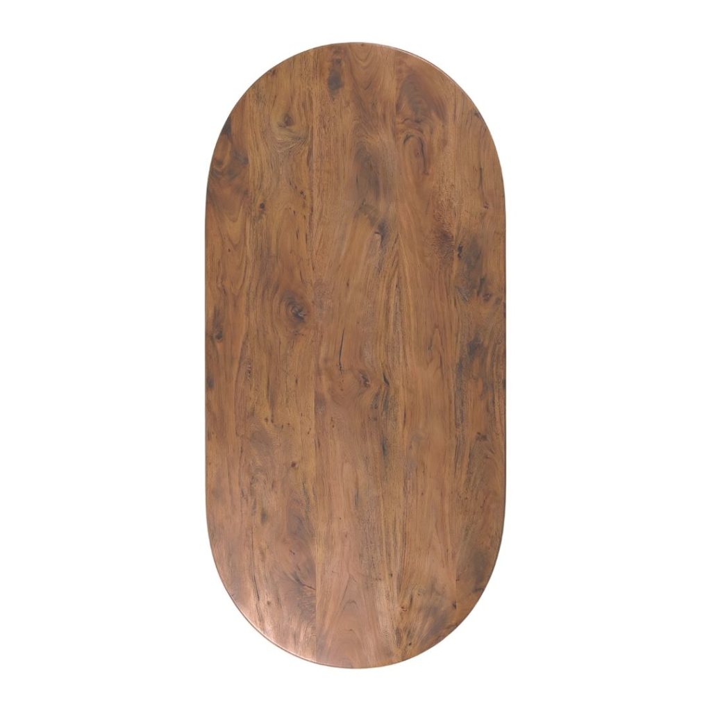 LABEL51 Eetkamertafel Tafelblad Halve Cirkel - Nature Smooth - Mangohout - 220 cm - Halve Cirkel - Afbeelding 2