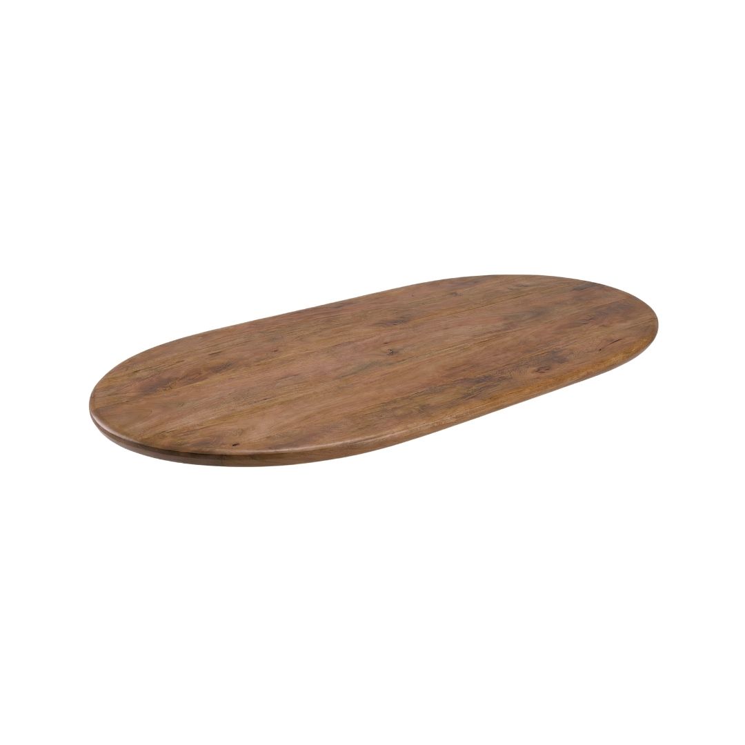 Het Steigerhouthuis LABEL51 Eetkamertafel Tafelblad Halve Cirkel - Nature Smooth - Mangohout - 160 cm - Halve Cirkel