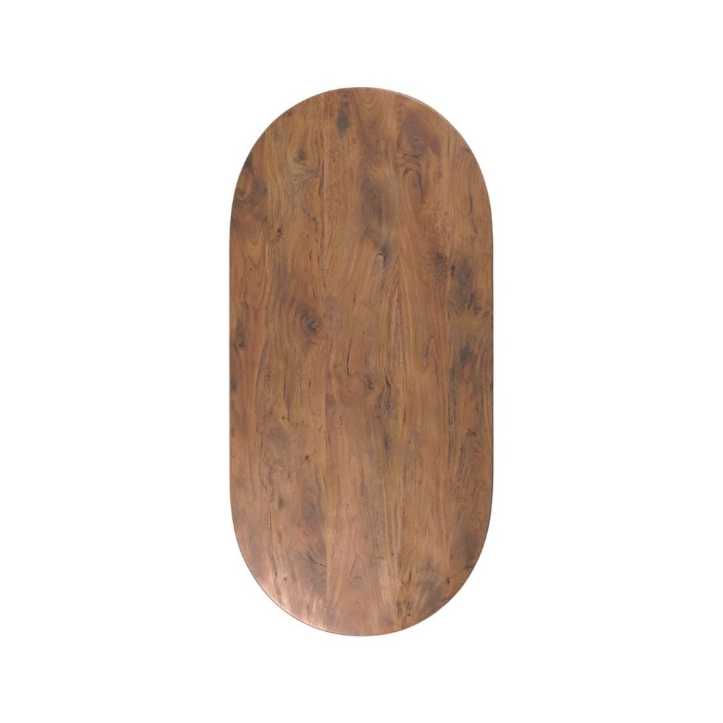 LABEL51 Eetkamertafel Tafelblad Halve Cirkel - Nature Smooth - Mangohout - 160 cm - Halve Cirkel - Afbeelding 2