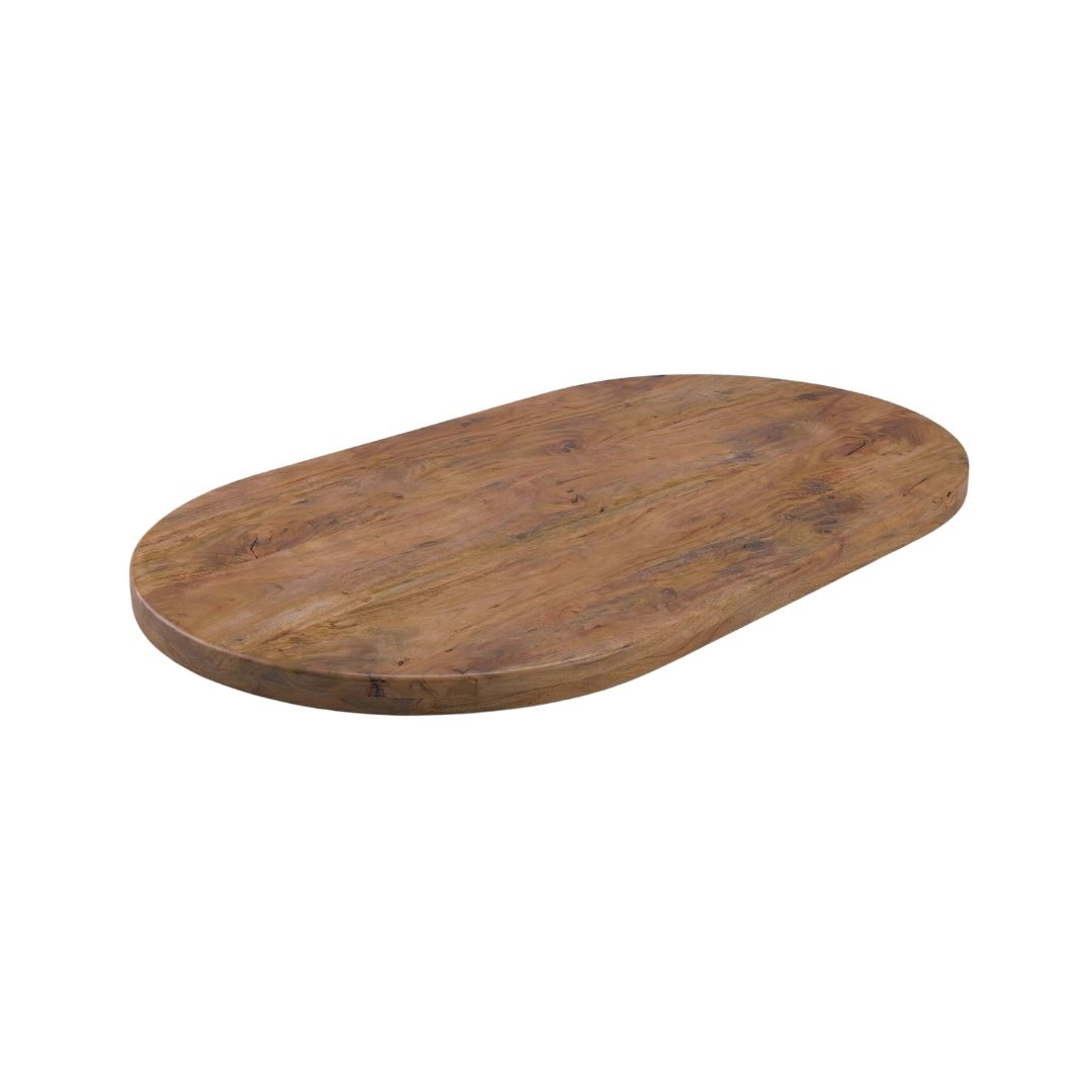 Het Steigerhouthuis LABEL51 Eetkamertafel Tafelblad Halve Cirkel - Nature Smooth - Mangohout - 160 cm - Halve Cirkel