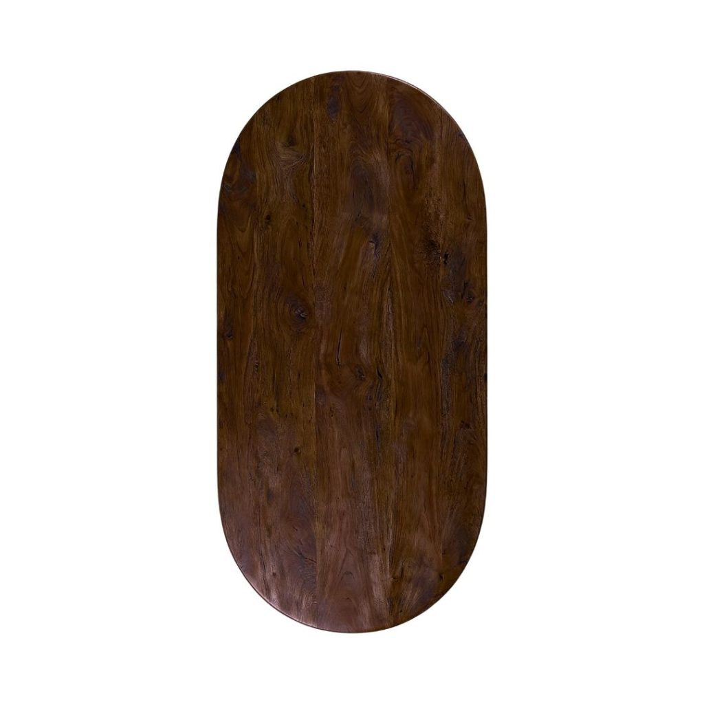 LABEL51 Eetkamertafel Tafelblad Halve Cirkel - Espresso - Mangohout - 180 cm - Halve Cirkel - Afbeelding 2