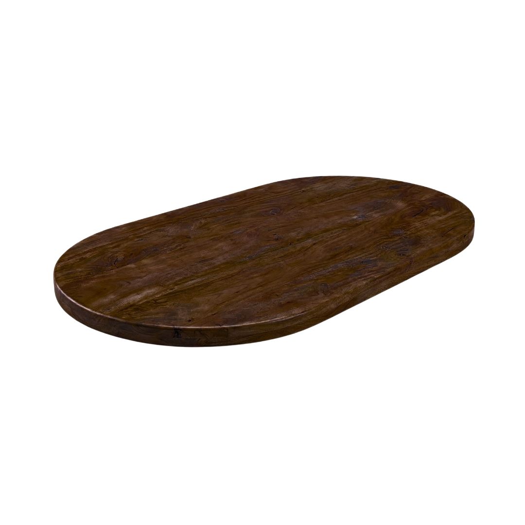Het Steigerhouthuis LABEL51 Eetkamertafel Tafelblad Halve Cirkel - Espresso - Mangohout - 180 cm - Halve Cirkel