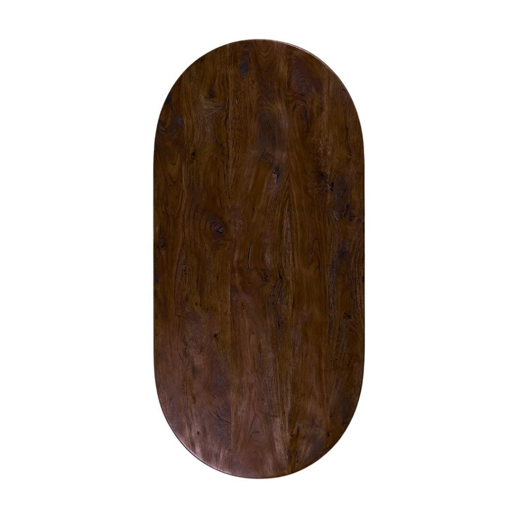 LABEL51 Eetkamertafel Tafelblad Halve Cirkel - Espresso - Mangohout - 180 cm - Halve Cirkel - Afbeelding 2