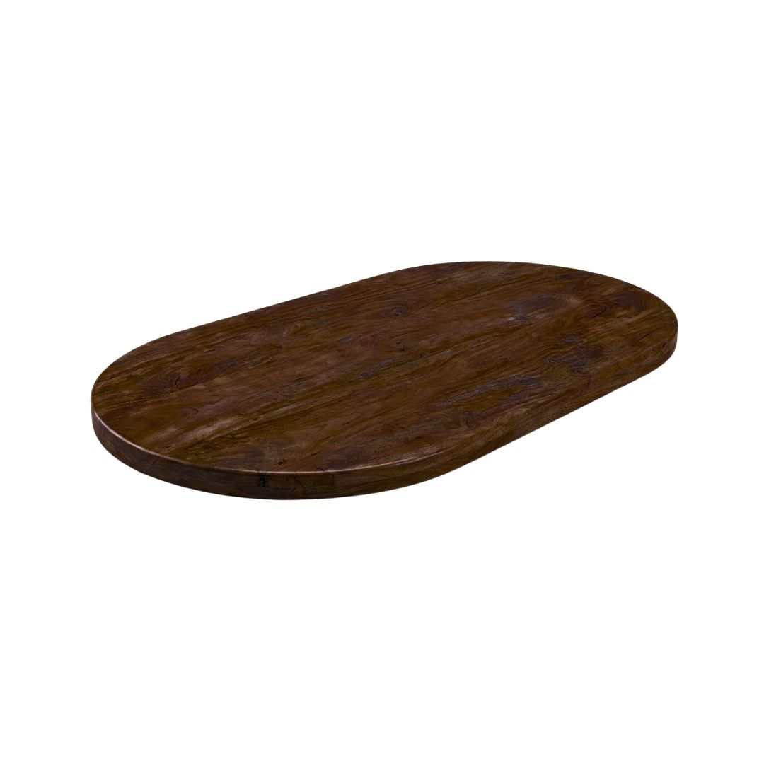 Het Steigerhouthuis LABEL51 Eetkamertafel Tafelblad Halve Cirkel - Espresso - Mangohout - 160 cm - Halve Cirkel
